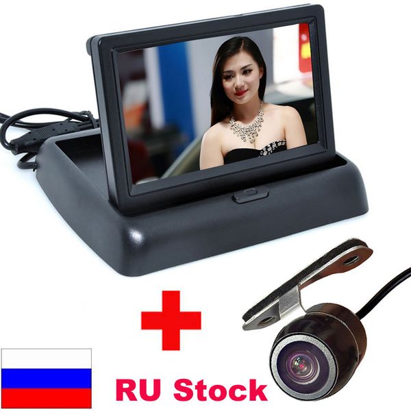 

high resolution 4.3" color tft lcd folding car parking assistance monitors dc 12v foldable car monitor with rear view camera