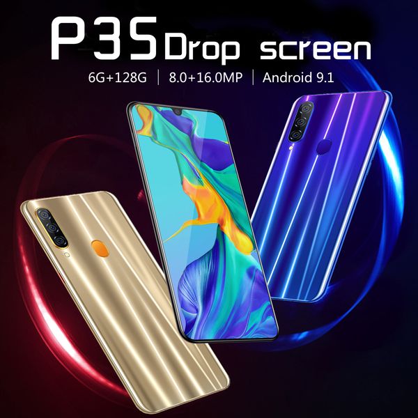 2019 new p35 smartphone full screen fingerprint phone 6gb + 128gb full netcom dual card dual standby 4g mobile phone
