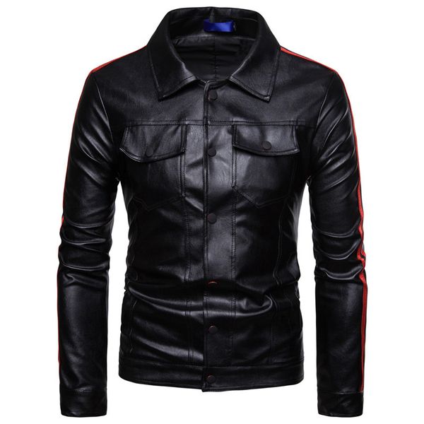 style western style men personalized ribbon collage windproof locomotive handsome leather coat jacket, Black
style western style men personalized ribbon collage windproof locomotive handsome leather coat jacket, Black
