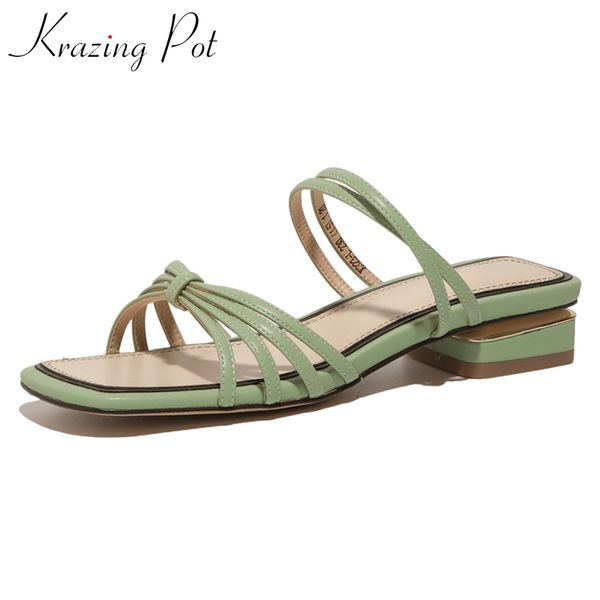 krazing pot simper style solid genuine leather peep toe low heel young lady daily wear slip on convenient new sandals women l23, Black
krazing pot simper style solid genuine leather peep toe low heel young lady daily wear slip on convenient new sandals women l23, Black