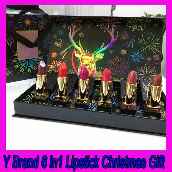 .2019 Y Brand 6 Pcs Lipstick With A Gift Box 6 Different Colors In A Box With Christmas Gift