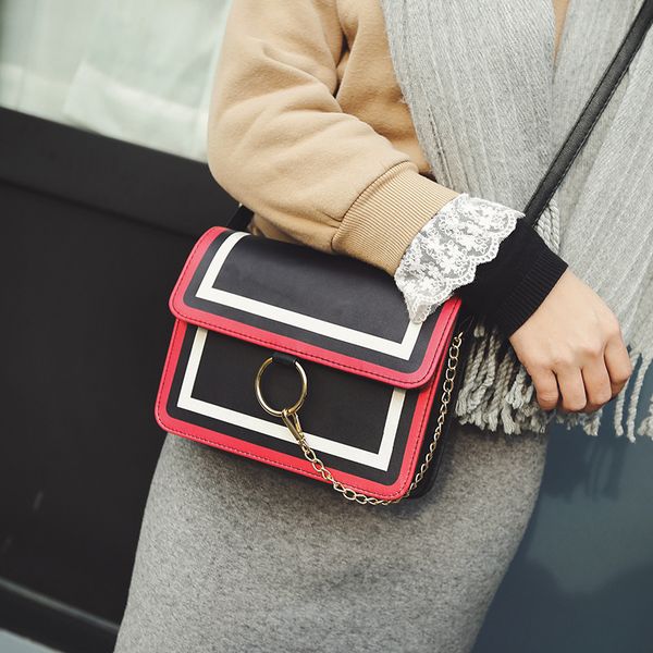 fashion contrast color small square bag personality chains single shoulder slung pu leather handbags female bag
fashion contrast color small square bag personality chains single shoulder slung pu leather handbags female bag
