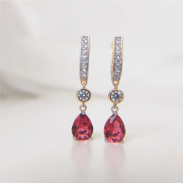 earrings color 585 rose gold red zircon inlaid festival reception party wedding jewelry souvenir long earrings, Silver
earrings color 585 rose gold red zircon inlaid festival reception party wedding jewelry souvenir long earrings, Silver