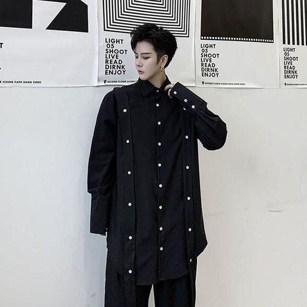 мужчины съемные кнопки ленты с длинным рукавом повседневная slim fit рубашка мужской длинные стиль punk gothic рубашки платья, White;black
мужчины съемные кнопки ленты с длинным рукавом повседневная slim fit рубашка мужской длинные стиль punk gothic рубашки платья, White;black