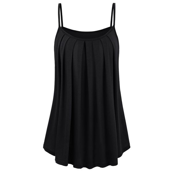 2019 ladies spaghetti strap lace trim chiffon sling blouses casual solid color v-neck sleeveless soft stretch pleated shirts, White
2019 ladies spaghetti strap lace trim chiffon sling blouses casual solid color v-neck sleeveless soft stretch pleated shirts, White