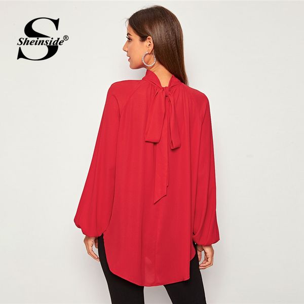 sheinside elegant tie neck raglan sleeve chiffon blouse women 2020 spring lantern sleeve blouses ladies high low solid top, White
sheinside elegant tie neck raglan sleeve chiffon blouse women 2020 spring lantern sleeve blouses ladies high low solid top, White