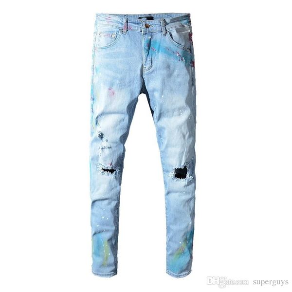 skinny mens ripped biker jeans hole blue brand designer us 28~40 slim fit motorcycle biker denim painting hip hop men jeans 584
skinny mens ripped biker jeans hole blue brand designer us 28~40 slim fit motorcycle biker denim painting hip hop men jeans 584