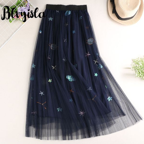 embroidered gauze skirt new thin high waist planet mid-length pleated female summer skirts, Black
embroidered gauze skirt new thin high waist planet mid-length pleated female summer skirts, Black