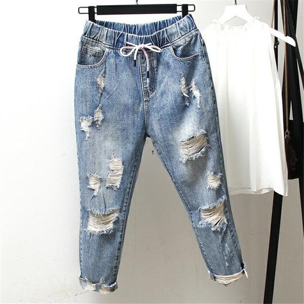 2019 spring new women harem hole jeans harem pants vintage hollow out lace up high waist denim pants casual loose trousers, Blue
2019 spring new women harem hole jeans harem pants vintage hollow out lace up high waist denim pants casual loose trousers, Blue