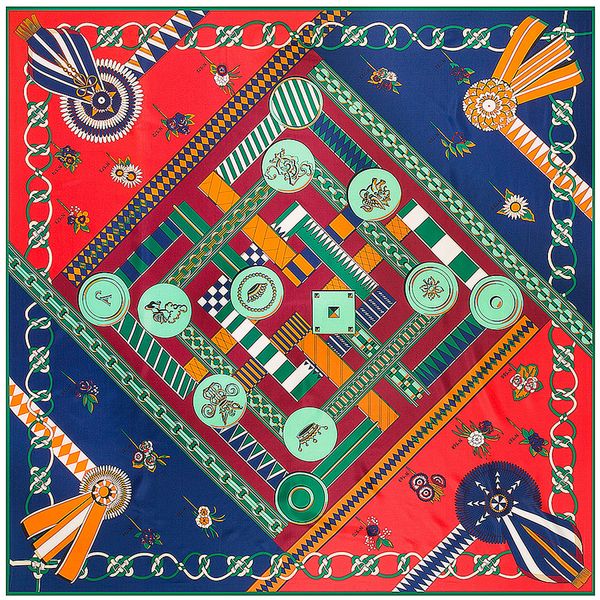 130*130cm women new fashion twill silk scarf chain geometric lady large pattern square vintage handmade shawl scarves, Blue;gray
130*130cm women new fashion twill silk scarf chain geometric lady large pattern square vintage handmade shawl scarves, Blue;gray