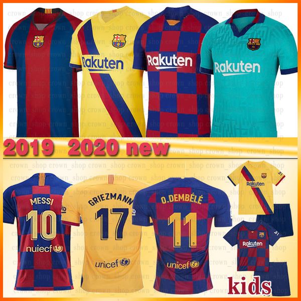10 messi fc barcelona soccer jersey 17 griezmann men kids 9 suarez pique mutiti camisetas de fútbol jerseys de jong jersey, Black;yellow