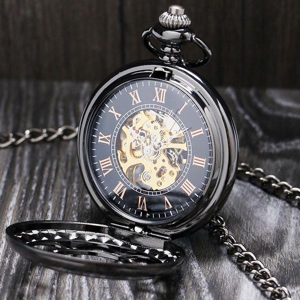 lucury steampunk mechanical pocket watch silver/black hollow flower steel hand wind men women pendant fob chain birthday gifts, Slivery;golden 
lucury steampunk mechanical pocket watch silver/black hollow flower steel hand wind men women pendant fob chain birthday gifts, Slivery;golden