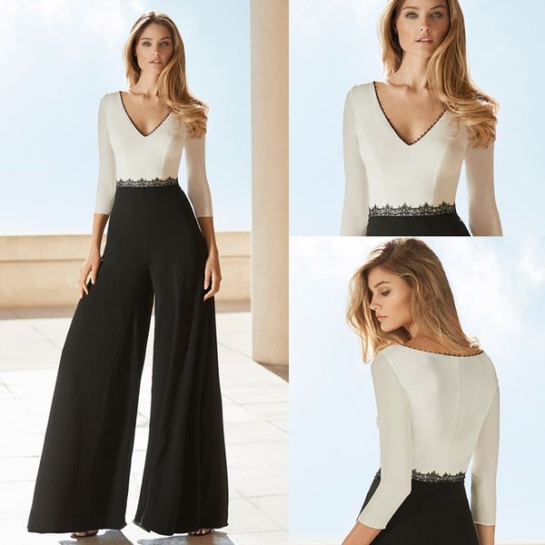 elegant evening formal jumpsuit prom wear v neck 3 4 sleeves long women formal prom gowns cocktail party dress, Black;red
elegant evening formal jumpsuit prom wear v neck 3 4 sleeves long women formal prom gowns cocktail party dress, Black;red