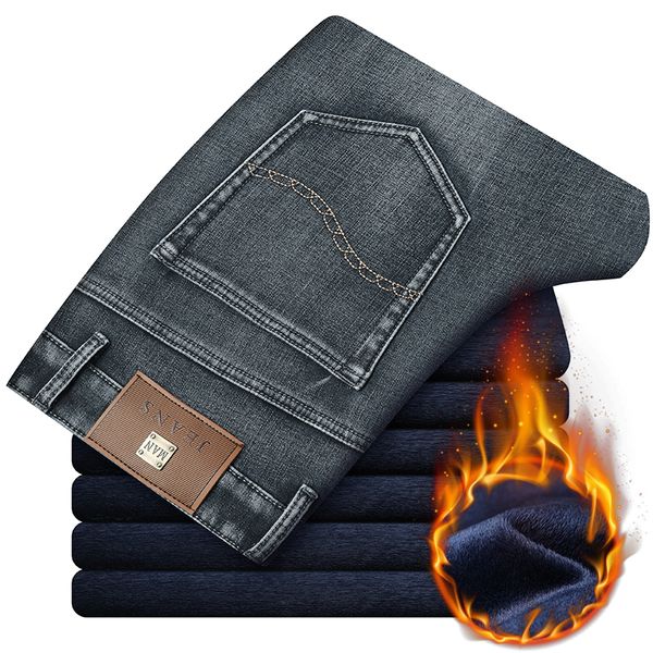 plush jeans men's autumn and winter fleece business casual straight jeans elastic plus velvet long pants, Blue
plush jeans men's autumn and winter fleece business casual straight jeans elastic plus velvet long pants, Blue