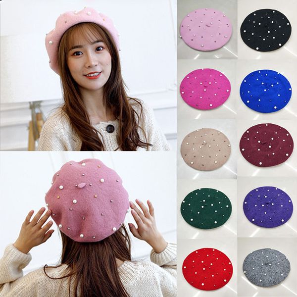 berets sweet women girls pearl beanie hats winter warm french artist hat ski cap gift fashion accessoriess, Blue;gray
berets sweet women girls pearl beanie hats winter warm french artist hat ski cap gift fashion accessoriess, Blue;gray