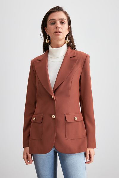 trendyol button detail jacket twoaw20ce0352, Black;brown
