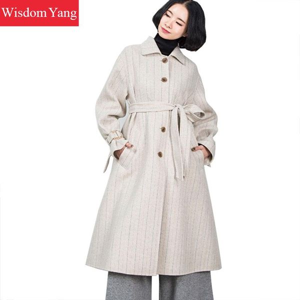 winter sheep wool coat women beige striped korean turndown plus long vintage belt woolen oversize ladies overcoat coat outerwear, Black
winter sheep wool coat women beige striped korean turndown plus long vintage belt woolen oversize ladies overcoat coat outerwear, Black