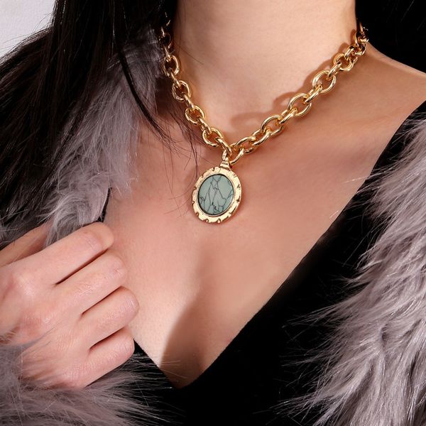 vintage green stone pendant necklace statement gold color heavy metal long chain necklace for women jewelry gifts, Silver
vintage green stone pendant necklace statement gold color heavy metal long chain necklace for women jewelry gifts, Silver