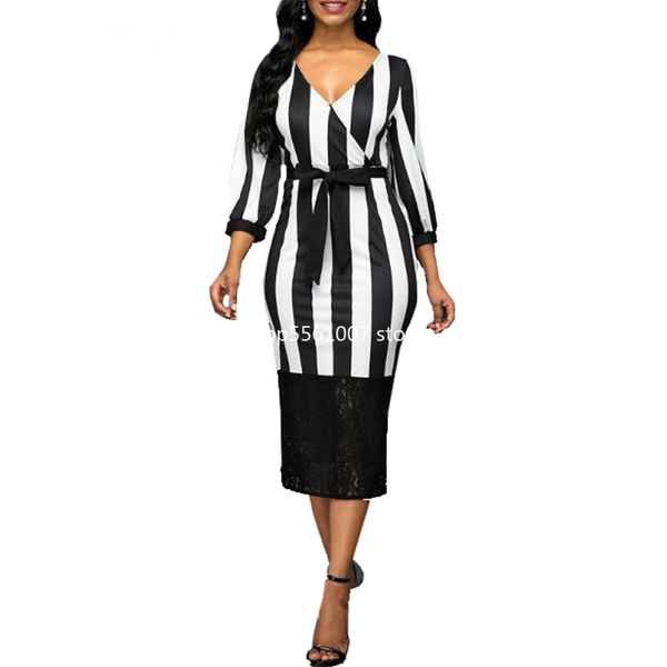 autumn summer dress women 2020 casual plus size slim striped office bodycon dresses elegant deep v neck lace party dress, Black;gray
autumn summer dress women 2020 casual plus size slim striped office bodycon dresses elegant deep v neck lace party dress, Black;gray