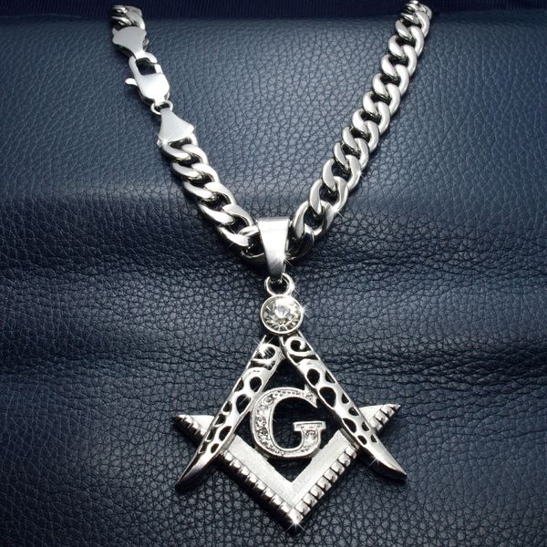 men white gold tone stainless steel asonry masonic mason pendant chain necklace n242-361, Silver
men white gold tone stainless steel asonry masonic mason pendant chain necklace n242-361, Silver