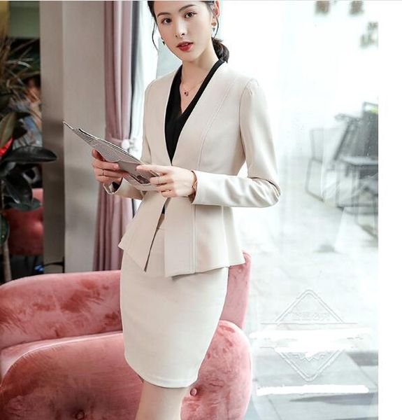 women fashion skirt suit deep v neck ruffles elegant business outwear women clothes for winter and autumn plus size 162, White;black
women fashion skirt suit deep v neck ruffles elegant business outwear women clothes for winter and autumn plus size 162, White;black