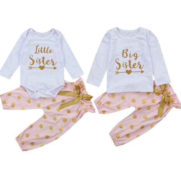 sweet sister matching clothes baby girls romper t-shirt +gold polka dot pant trouser 2pcs outfit chidlren clothing set, White
sweet sister matching clothes baby girls romper t-shirt +gold polka dot pant trouser 2pcs outfit chidlren clothing set, White
