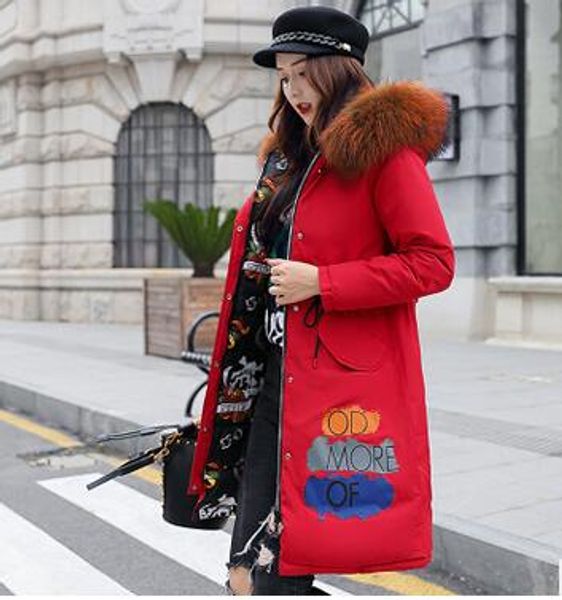 new down cotton padded women's long section new two-sided wear wild self-cultivation large fur collar over the knee coat, Black
new down cotton padded women's long section new two-sided wear wild self-cultivation large fur collar over the knee coat, Black