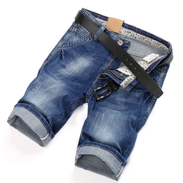 

cowboy shorts men's summer thin five-cent pants men's summer hole in the trousers loose straight pants mc435, Blue