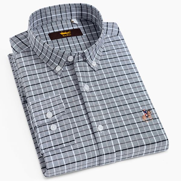 men's plaid checked oxford button-down shirt embroidered logo standard-fit long sleeve comfortable soft cotton casual shirts, White;black
men's plaid checked oxford button-down shirt embroidered logo standard-fit long sleeve comfortable soft cotton casual shirts, White;black