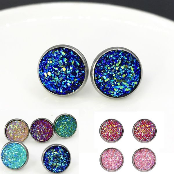 12mm factory price handmade druzy earrings trendy womens simple stainless steel tone wholesaling resin stone earring, Golden;silver
12mm factory price handmade druzy earrings trendy womens simple stainless steel tone wholesaling resin stone earring, Golden;silver
