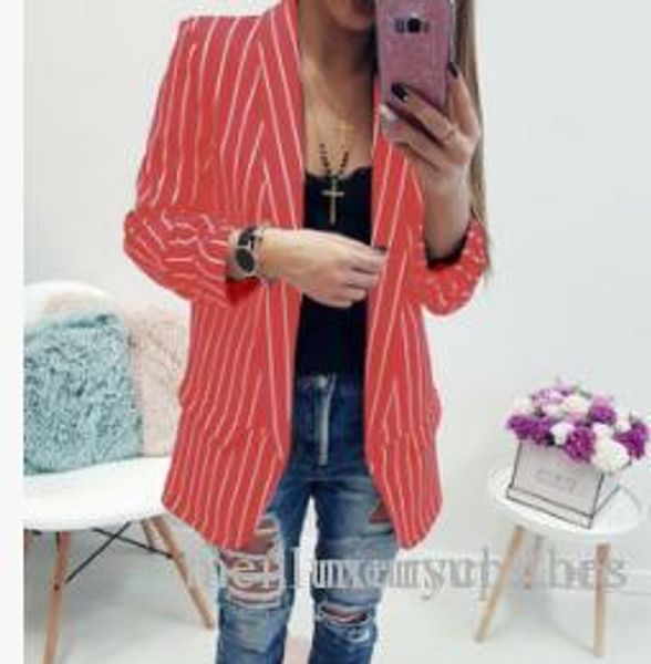 women striped suits singler breasted blazers ol female coats designer, White;black