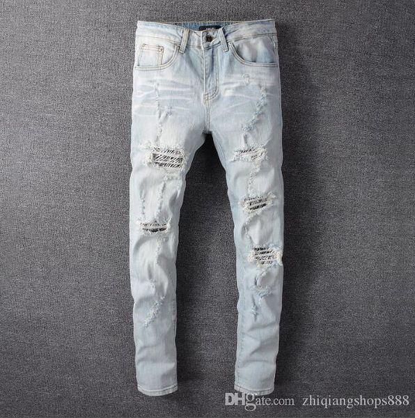 mens distressed ripped skinny fashion mens holes jeans slim motorcycle moto biker causal mens denim pants hip hop men jeans size 28-40, Blue
mens distressed ripped skinny fashion mens holes jeans slim motorcycle moto biker causal mens denim pants hip hop men jeans size 28-40, Blue