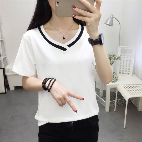 4xl 5xl plus size korean women's clothing fashion big size t-shirt female v neck short sleeve casual obesity tee shirt femme cx200605, White
4xl 5xl plus size korean women's clothing fashion big size t-shirt female v neck short sleeve casual obesity tee shirt femme cx200605, White