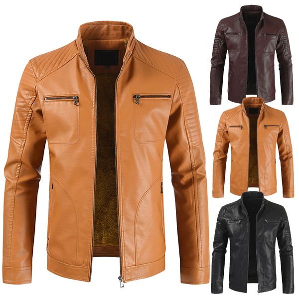 men's pu leather jackets coats 2019 autumn winter warm slim fit jackets coats male fashion windproof outwears long sleeve, Black
men's pu leather jackets coats 2019 autumn winter warm slim fit jackets coats male fashion windproof outwears long sleeve, Black