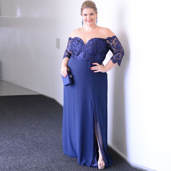 attractive beaded plus size prom dresses a line sheer bateau neck appliqued evening gown with half sleeves chiffon side split formal dress, Black
attractive beaded plus size prom dresses a line sheer bateau neck appliqued evening gown with half sleeves chiffon side split formal dress, Black