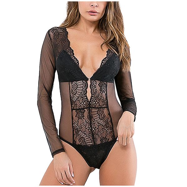 women sexy-lingerie babydoll long sleeve wave deep v-collar lingerie lace lady wild underwear bodysuit, Black;brown
women sexy-lingerie babydoll long sleeve wave deep v-collar lingerie lace lady wild underwear bodysuit, Black;brown