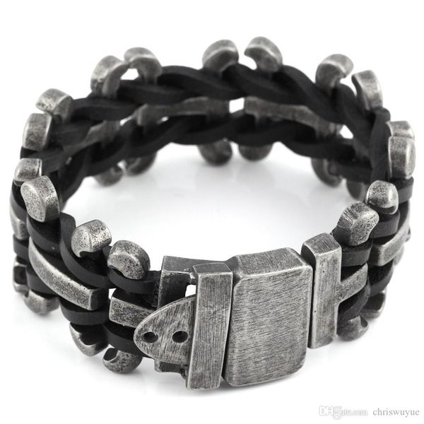 2017 new fashion men bangles genuine leather bracelet men stainless steel jewelry motorcycle mens chain link bracelet nbl006, Black
2017 new fashion men bangles genuine leather bracelet men stainless steel jewelry motorcycle mens chain link bracelet nbl006, Black