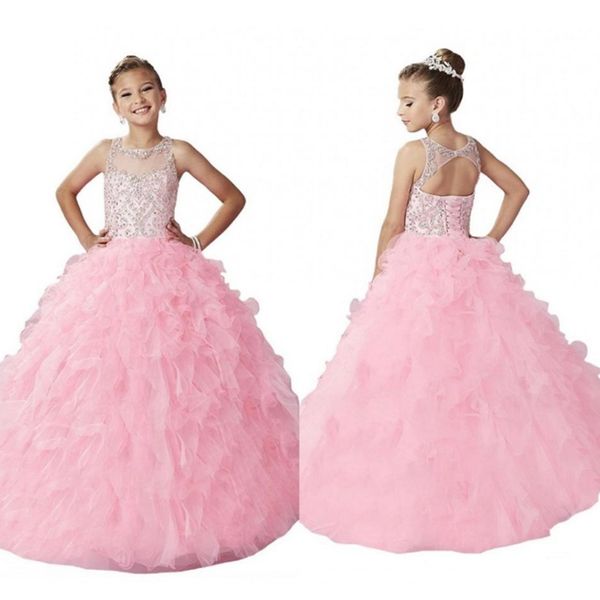 2019 crystal pink girls pageant dresses open back illusion neck beading ruffles corset wedding flower girl dresses, White;blue
2019 crystal pink girls pageant dresses open back illusion neck beading ruffles corset wedding flower girl dresses, White;blue