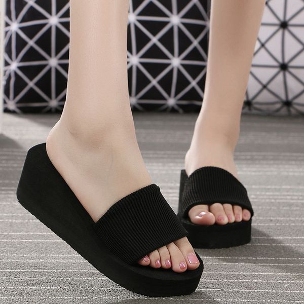 2019 womens platform slippers summer korean fashion womens wedges slippers slope heel beach slippers kf825, Black
2019 womens platform slippers summer korean fashion womens wedges slippers slope heel beach slippers kf825, Black