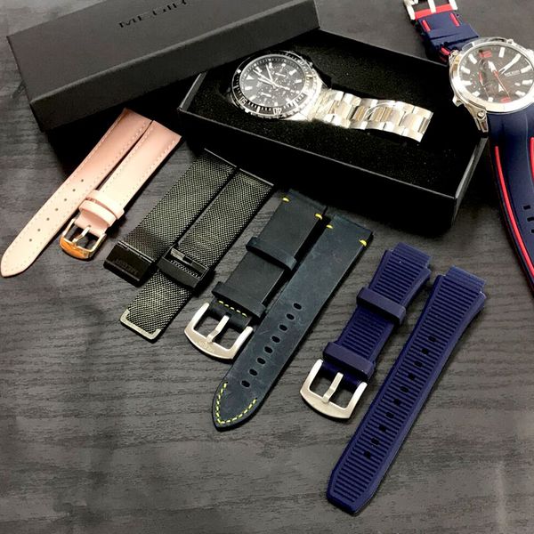 megir original watch strap silicone leather stainless steel canvas band bracelet accessories, Black;brown
megir original watch strap silicone leather stainless steel canvas band bracelet accessories, Black;brown
