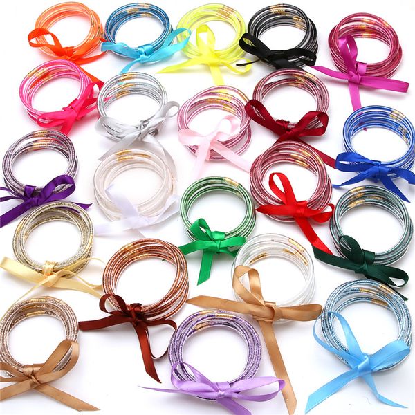 5 pcs/set beauty bowknot gold silver glitter bangles set 2019 all weather stack silicone plastic glitter jelly bangles wholesale, Black
5 pcs/set beauty bowknot gold silver glitter bangles set 2019 all weather stack silicone plastic glitter jelly bangles wholesale, Black
