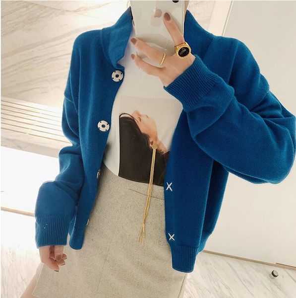 women's knits & tees women sweater loose cross stitch knit cardigan turtleneck, White
women's knits & tees women sweater loose cross stitch knit cardigan turtleneck, White