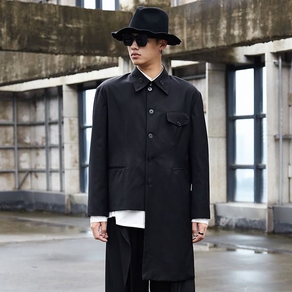 men casual suit coat irregular hem male vintage japan streetwear hip hop gothic jacket outerwear stage clothes, Black;brown
men casual suit coat irregular hem male vintage japan streetwear hip hop gothic jacket outerwear stage clothes, Black;brown