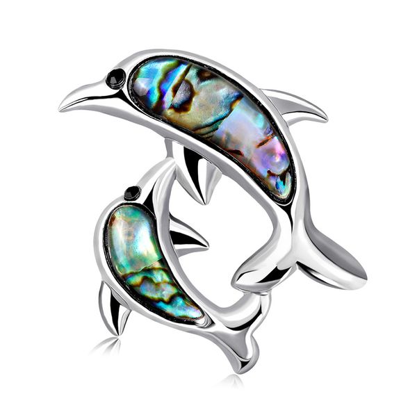 

2019 new korea style jewelry accessories natural abalone shell personality dolphin animal brooch pin for fashion girl women, Gray