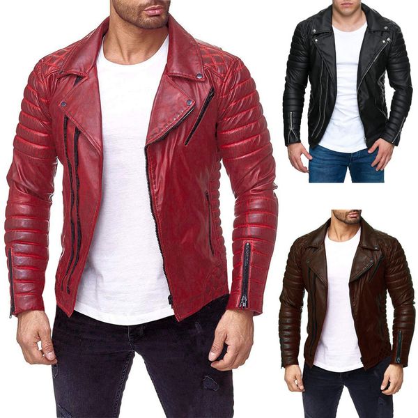 mens designer pu leather jacket motorbiker turndown collar zippers slim fit coats jackets, Black;brown
mens designer pu leather jacket motorbiker turndown collar zippers slim fit coats jackets, Black;brown