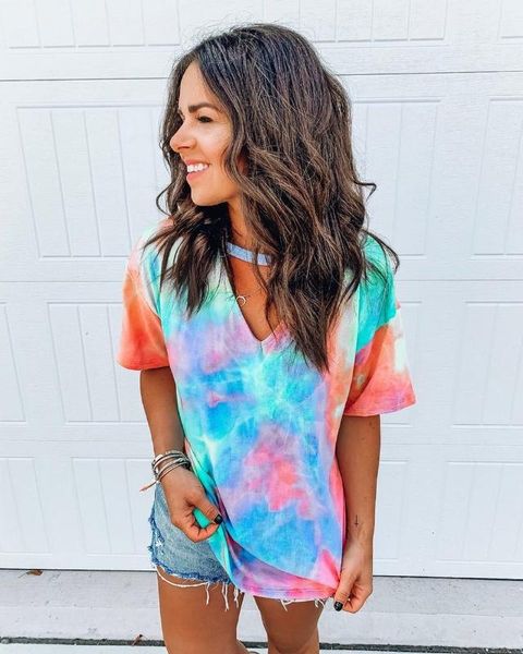 women's t-shirt 2021 summer women tie dye print short t shirt sleeve tshirt harajuku camiseta mujer tee femme streetwear, White
women's t-shirt 2021 summer women tie dye print short t shirt sleeve tshirt harajuku camiseta mujer tee femme streetwear, White