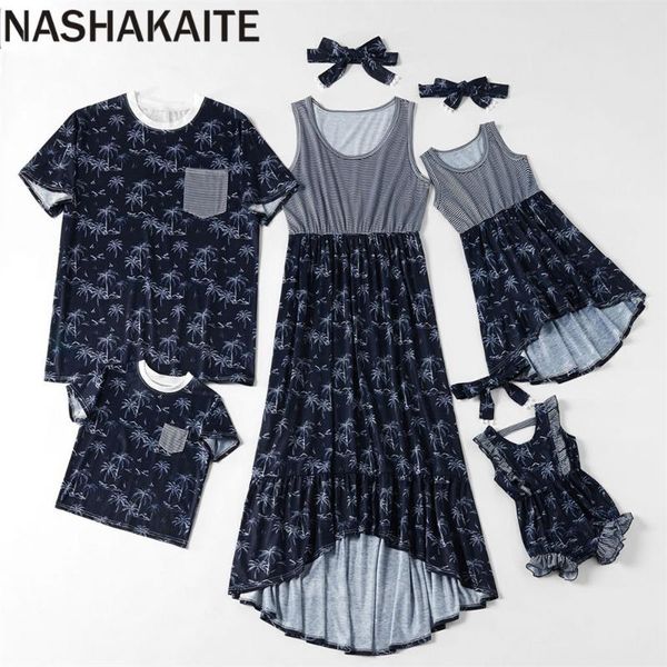 nashakaite mommy and me clothes coconut tree irregular length dress for mom daughter baby romper family look dad and son top, Blue
nashakaite mommy and me clothes coconut tree irregular length dress for mom daughter baby romper family look dad and son top, Blue