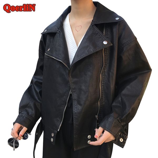 qoerlin casual leather pu jacket coat women harajuku autumn winter zipper turn-down collar full sleeve casacos feminino abrigos, Black
qoerlin casual leather pu jacket coat women harajuku autumn winter zipper turn-down collar full sleeve casacos feminino abrigos, Black