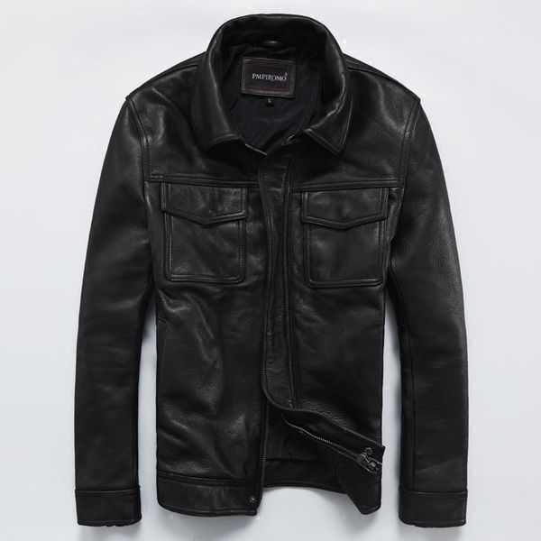 men's leather & faux lapels short genuine slim cow motorcycle jacket clothing, Black
men's leather & faux lapels short genuine slim cow motorcycle jacket clothing, Black