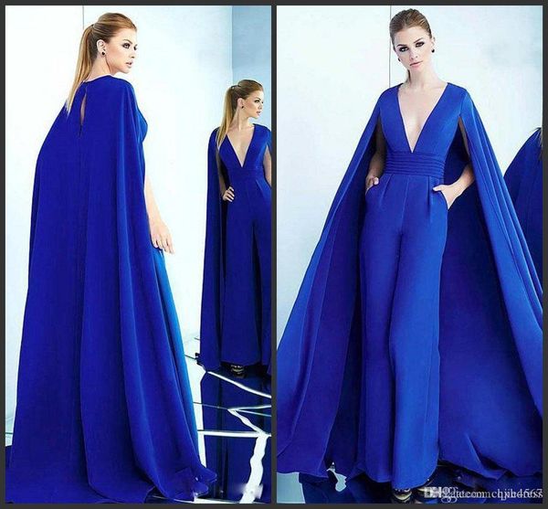 royal blue deep v neck jumpsuit evening dresses with wrap high waist pleat satin celebrity gown simple custom made women's red carpet d, Black;red
royal blue deep v neck jumpsuit evening dresses with wrap high waist pleat satin celebrity gown simple custom made women's red carpet d, Black;red